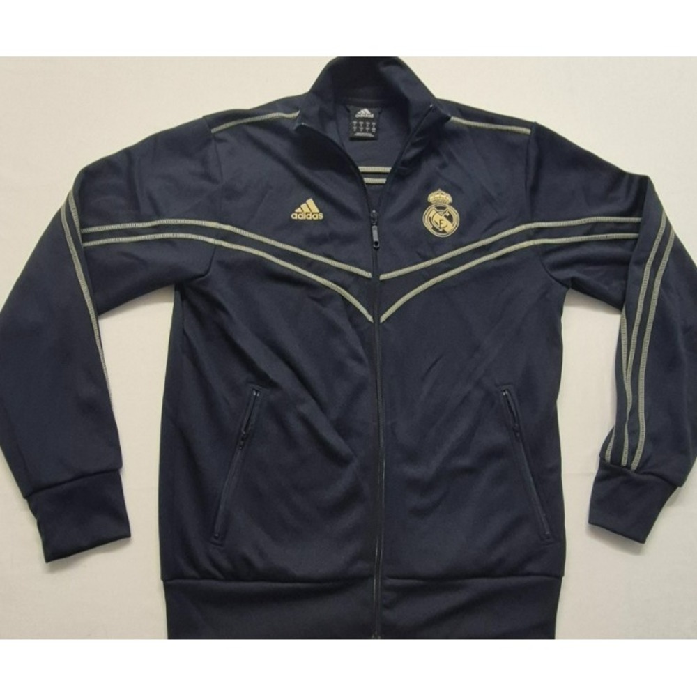 Real Madrid Adidas‎ mens full zip black/gold track jacket football/soccer sz M